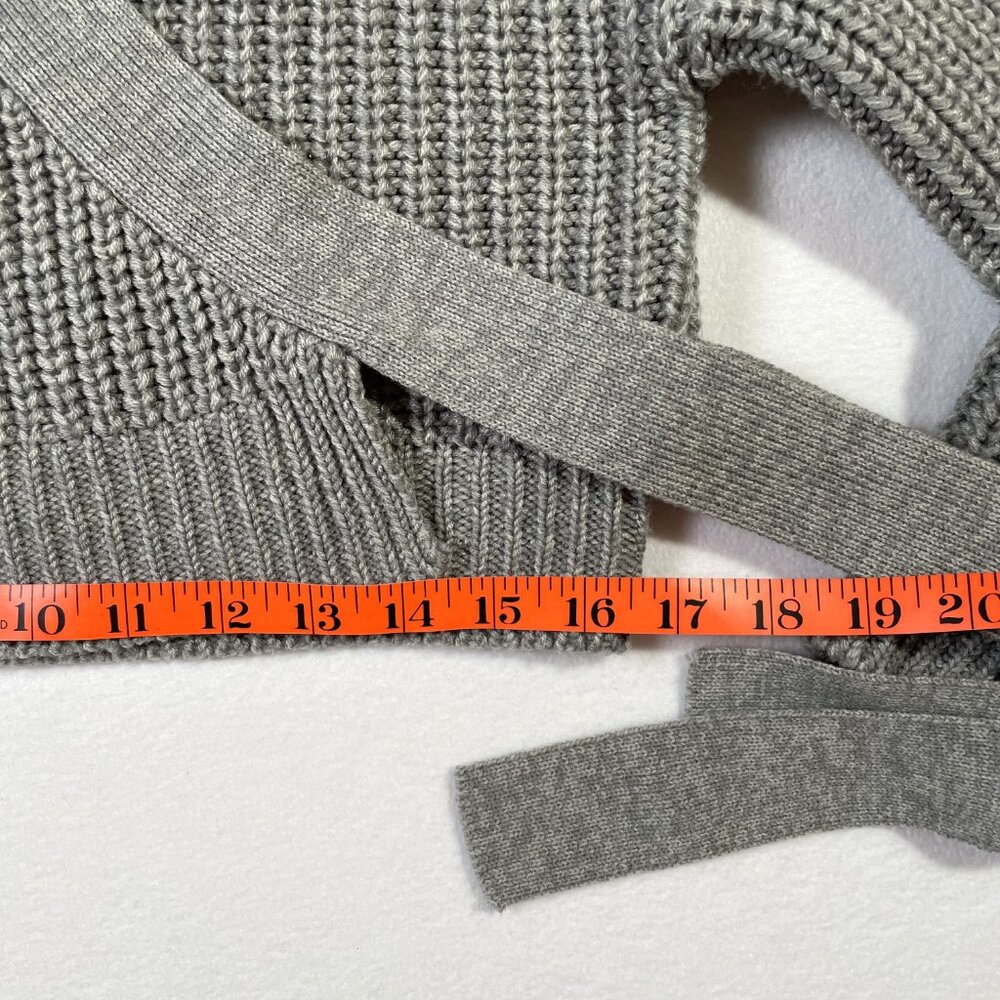 H&M Divided Ribbed Knit Wrap Cardigan Sweater Size M Gray Cropped - Picture 10 of 14